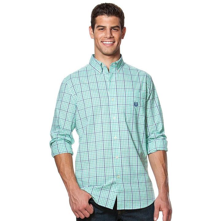 Big & Tall Chaps Classic-fit Easy-care Button-down Shirt, Men's, Size: L Tall, Green
