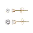 10k Gold Cubic Zirconia Stud Earring Set, Women's, White
