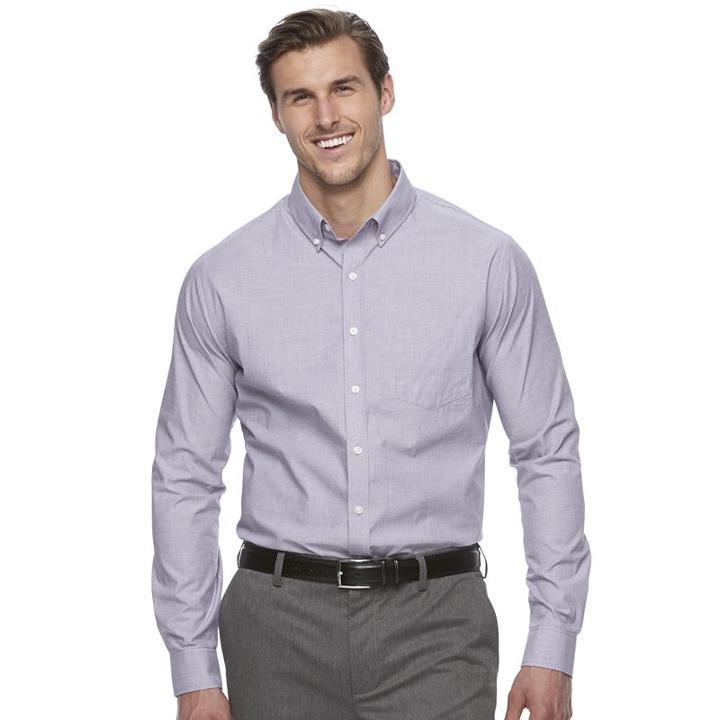 Big & Tall Croft & Barrow&reg; Classic-fit Stretch Woven Button-down Shirt, Men's, Size: 2xb, Purple