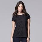 Women's Simply Vera Vera Wang Windy Jacquard Tee, Size: Large, Black