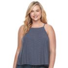 So, Juniors' Plus Size &reg; Lace-up Back Halter Top, Girl's, Size: 2xl, Blue