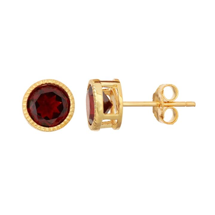 14k Gold Over Silver Garnet Stud Earrings, Women's, Red