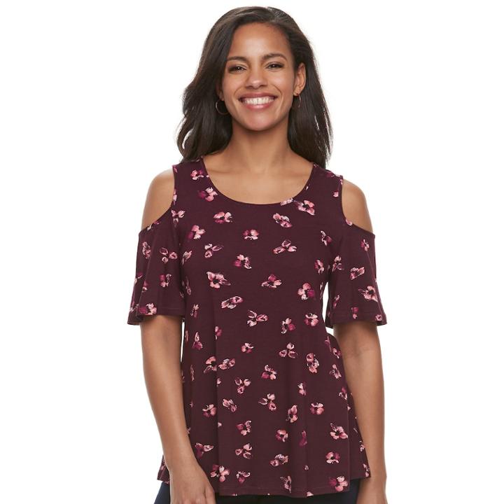 Women's Elle&trade; Cold-shoulder Top, Size: Xs, Red