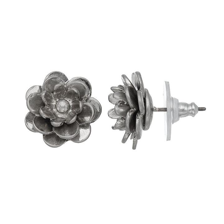 Simply Vera Vera Wang Nickel Free Flower Stud Earrings, Women's, Silver