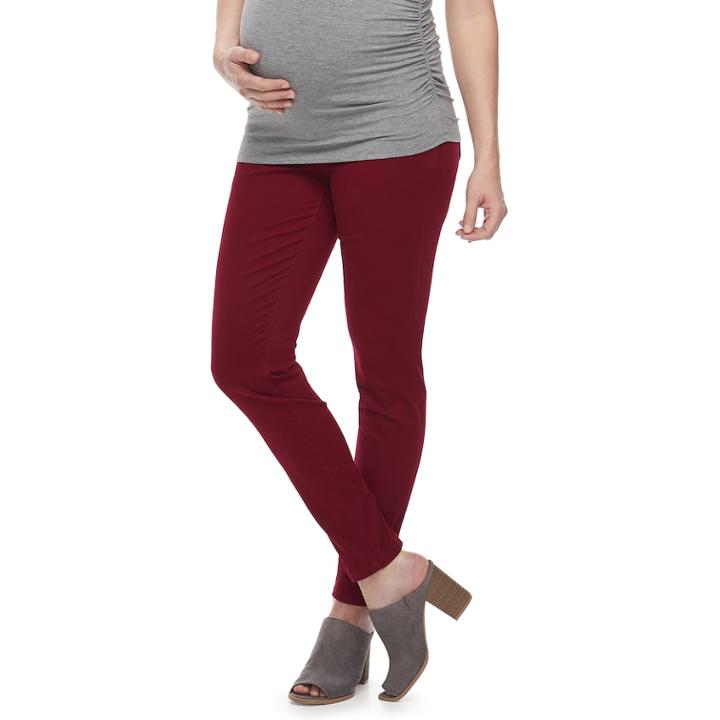Maternity A:glow Full Belly Panel Sateen Skinny Pants, Women's, Size: 18-mat, Dark Red