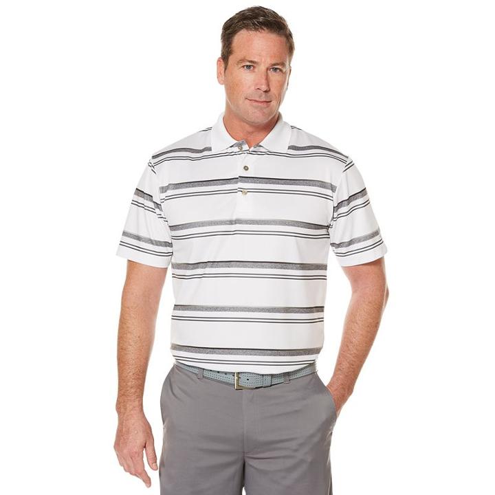 Men's Grand Slam Performance Striped Golf Polo, Size: Xl, White