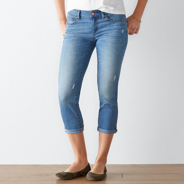 Women's Sonoma Goods For Life&trade; Faded Cuffed Capri Jeans, Size: 18, Blue Other