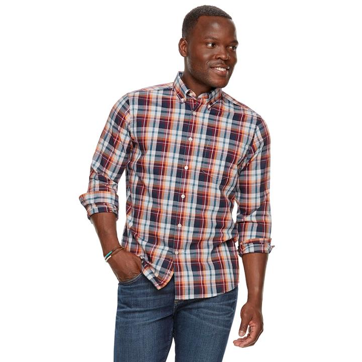 Men's Sonoma Goods For Life&trade; Modern-fit Stretch Poplin Button-down Shirt, Size: Xl, Light Grey