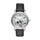 Disney's Mickey & Minnie Mouse Unisex Leather Watch, Black
