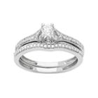 14k White Gold 1/2 Carat T.w. Diamond Engagement Ring Set, Women's, Size: 7
