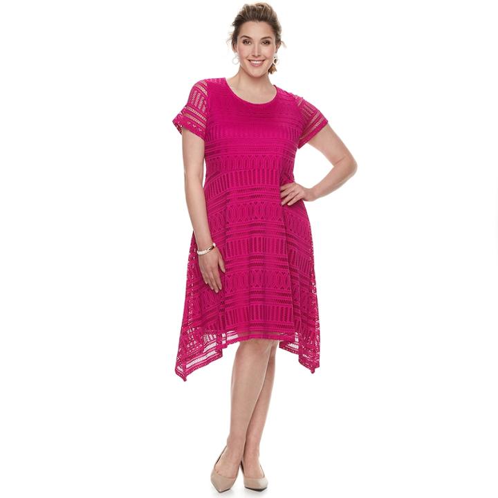 Plus Size Dana Buchman Sharkbite Lace Dress, Women's, Size: 2xl, Med Pink