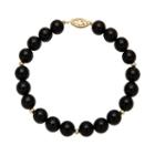 14k Gold Onyx Bead Bracelet, Women's, Size: 7.50, Black