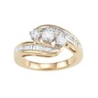 10k Gold 1 Carat T.w. Diamond 3-stone Bypass Ring, Women's, Size: 8, White