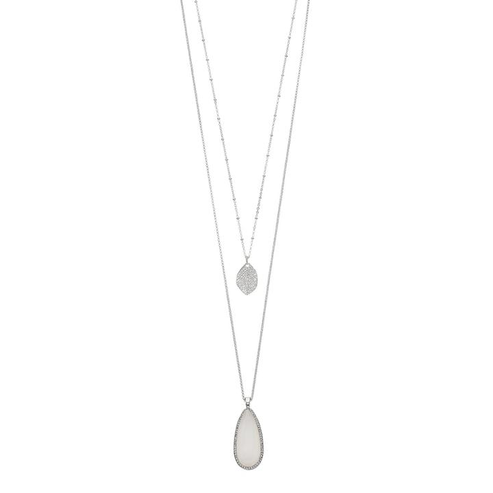 Lc Lauren Conrad Long Teardrop & Leaf Layered Necklace, Women's, White