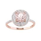 Stella Grace 10k Rose Gold Morganite & 1/10 Carat T.w. Diamond Halo Ring, Women's, Size: 9, Pink
