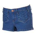 Juniors' Rampage Chloe Curvy Denim Shortie Shorts, Girl's, Size: 7, Blue