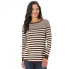 Women's Apt. 9&reg; Striped Button Back Sweater, Size: Xl, Olive Oatmeal