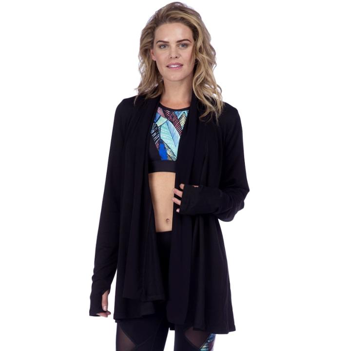 Women's Pl Movement By Pink Lotus Manipulate Yoga Wrap Cardigan, Size: Small, Black