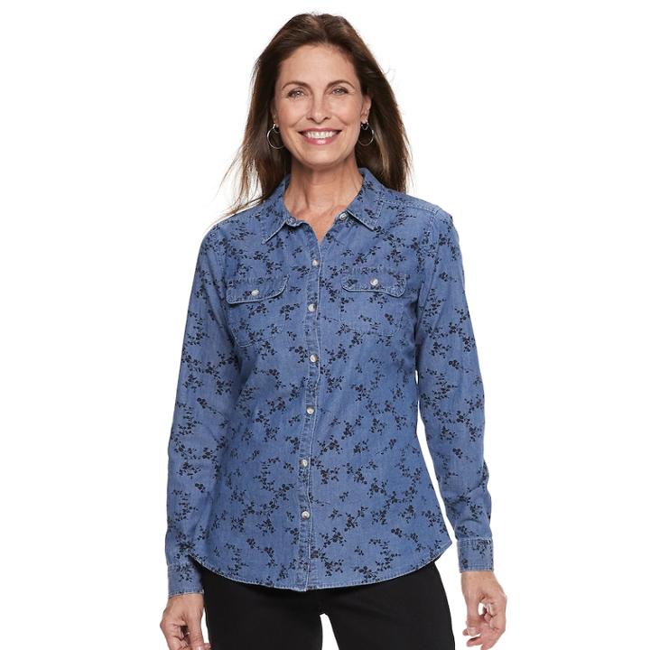 Women's Croft & Barrow&reg; Classic Soft Shirt, Size: Small, Dark Blue