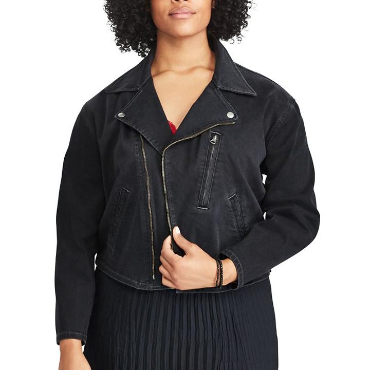 Plus Size Chaps Denim Moto Jacket, Women's, Size: 2xl, Grey
