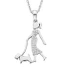 Charming Moments Sterling Silver 1/10 Carat T.w. Diamond Dog Walker Pendant Necklace, Women's, Size: 18, White
