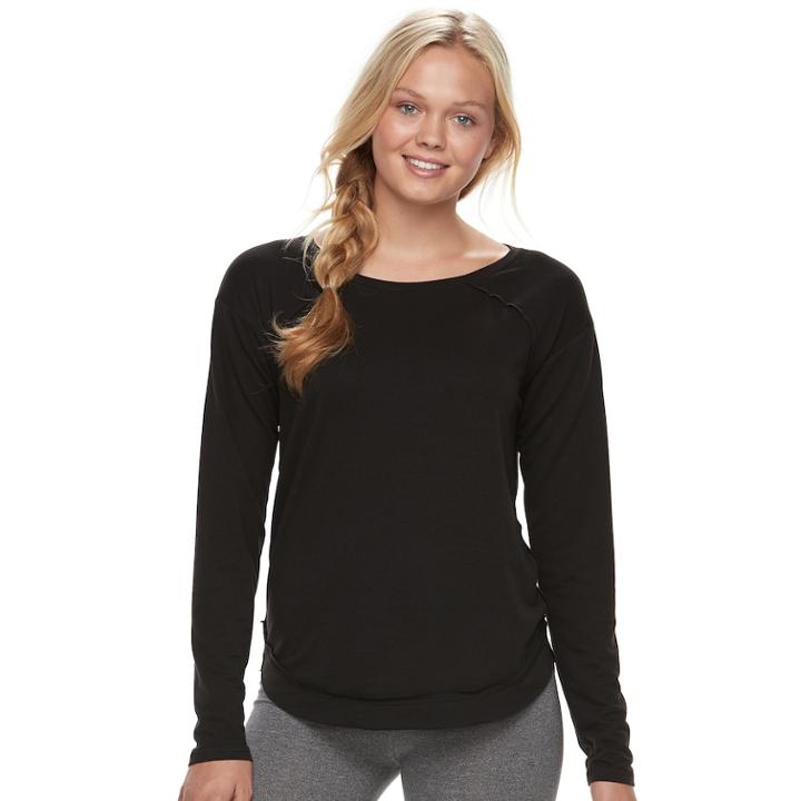 Junior's So&reg; Drapey Front Shirttail Pullover, Teens, Size: Large, Black