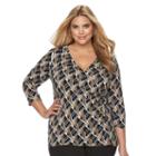 Plus Size Dana Buchman Faux-wrap Top, Women's, Size: 2xl, Med Brown