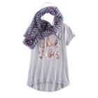 Girls 7-16 & Plus Size Self Esteem Ruffle Tee & Infinity Scarf Set With Necklace, Size: Medium, Grey