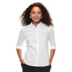 Petite Apt. 9&reg; Poplin Structured Essential Button-down Shirt, Women's, Size: L Petite, White