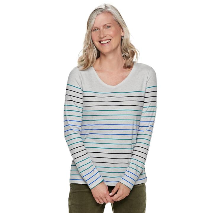 Women's Croft & Barrow&reg; Essential V-neck Top, Size: Xl, Med Blue