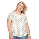 Plus Size Sonoma Goods For Life&trade; Lace Yoke Tee, Women's, Size: 3xl, White