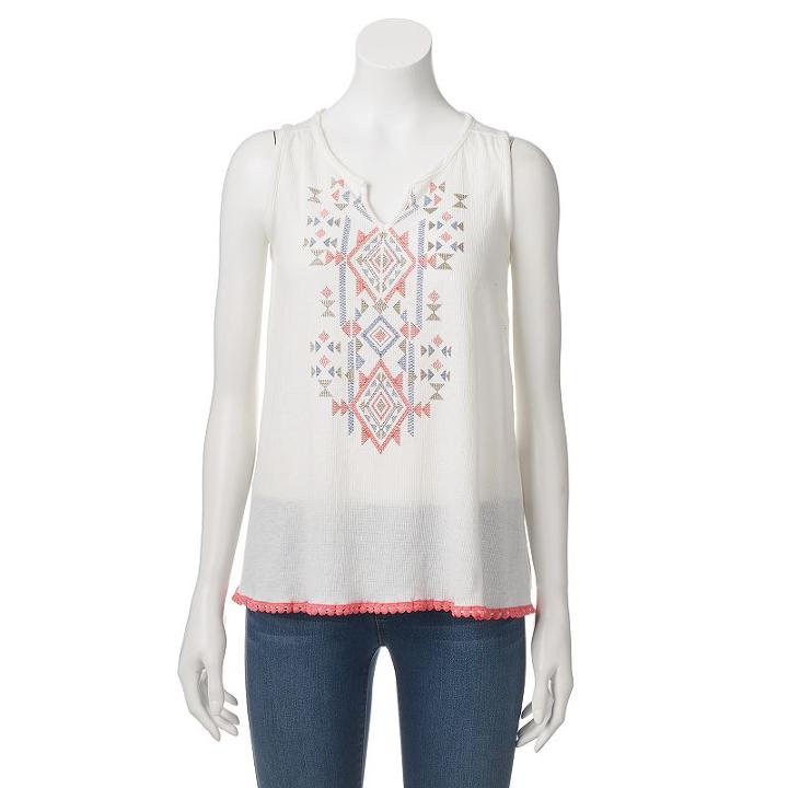 Women's French Laundry Ribbed Graphic Tank, Size: Medium, White Oth