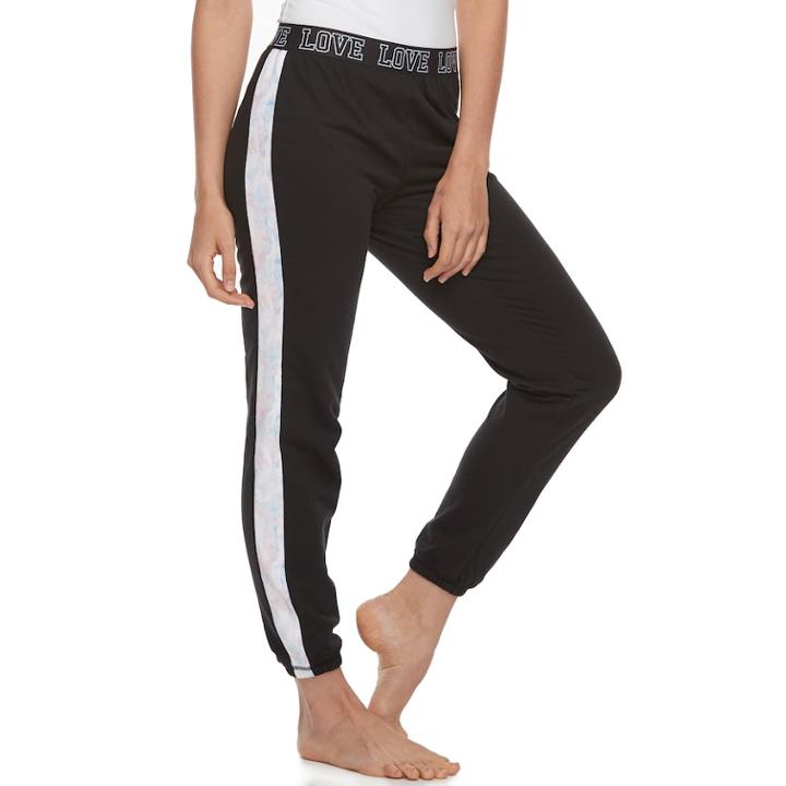 Juniors' So&reg; Pajamas: Velour Piecing Jogger Pants, Teens, Size: Small, Black