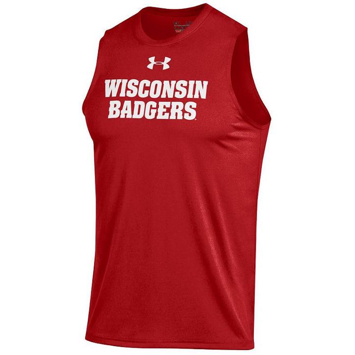 Men's Under Armour Wisconsin Badgers Tech Muscle Tee, Size: Small, Ovrfl Oth