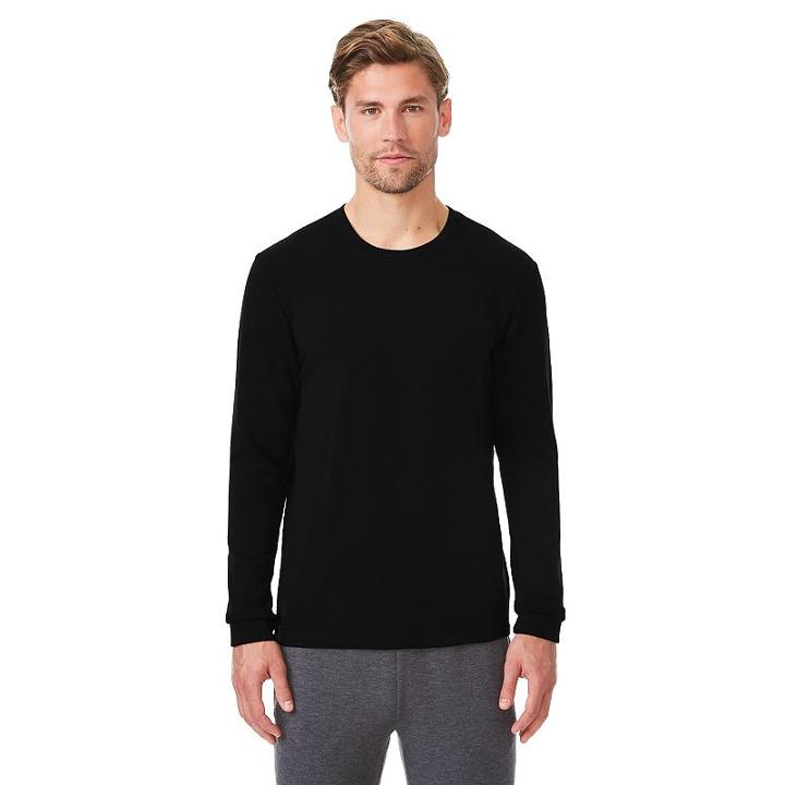 Men's Heat Keep Faux-cashmere Lounge Top, Size: Large, Black