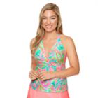 Women's Aqua Couture Paisley Halterkini Top, Size: Medium, Light Red