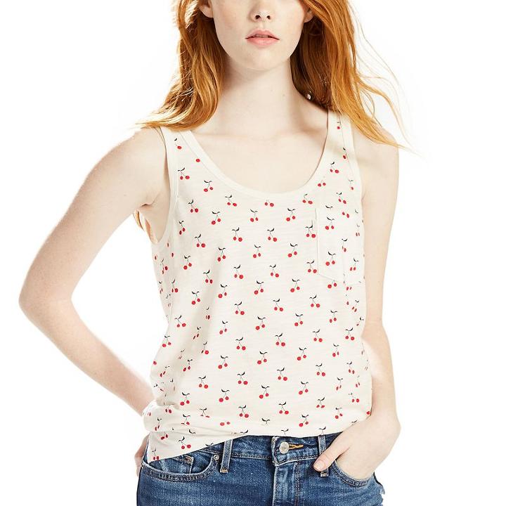 Women's Levi's The Perfect Tank, Size: Large, White Oth