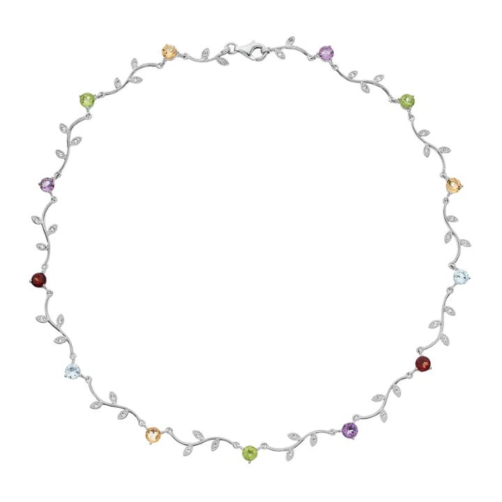 Sterling Silver Lab-created Gemstone Leaf Necklace, Women's, Yellow