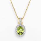 14k Gold Peridot And 3/10-ct. T.w. Diamond Halo Pendant, Women's, Size: 18, Yellow