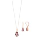 Sterling 'n' Ice 14k Gold Over Silver Cubic Zirconia Teardrop Pendant & Earring Set, Women's, Size: 18, Pink