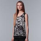 Petite Simply Vera Vera Wang Crinkle Hanky Hem Tank, Women's, Size: M Petite, Grey (charcoal)