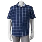 Men's Sonoma Goods For Life&trade; Modern-fit Plaid Linen-blend Button-down Shirt, Size: Large, Blue