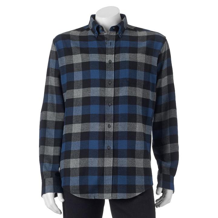 Big & Tall Croft & Barrow&reg; Classic-fit Plaid Flannel Button-down Shirt, Men's, Size: L Tall, Black