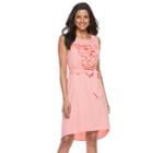 Women's Nina Leonard Ruffled Crepe Sheath Dress, Size: Large, Dark Pink