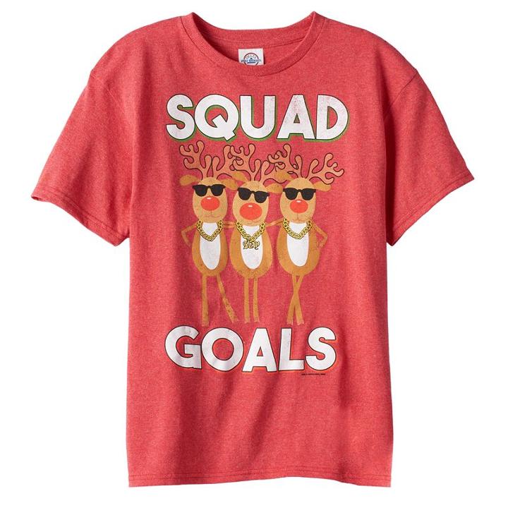 Boys 8-20 Reindeer Squad Goals Tee, Boy's, Size: Medium, Med Pink