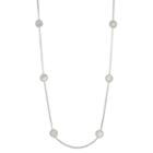 Sterling Silver Mother-of-pearl & Cubic Zirconia Halo Long Necklace, Women's, Size: 32, White