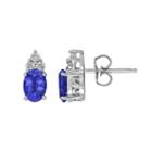Everlasting Silver Gem Sterling Silver Lab-created Sapphire & Diamond Accent Oval Stud Earrings, Women's, Blue