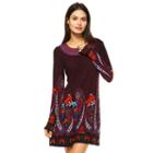 Women's White Mark Paisley Embroidered Sweaterdress, Size: Medium, Purple