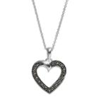 Silver Luxuries Marcasite Heart Pendant Necklace, Women's, Grey