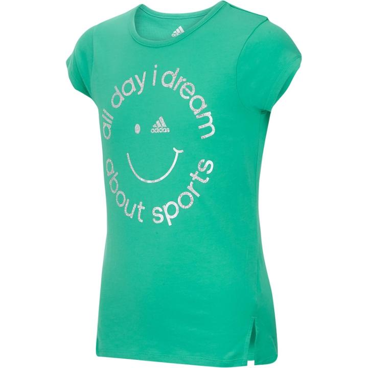 Girls 7-16 Adidas Vented Hem Graphic Tee, Size: Xl, Med Green